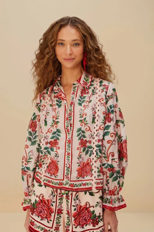 Flower Tapestry Pink Shirt sold by FARM Rio