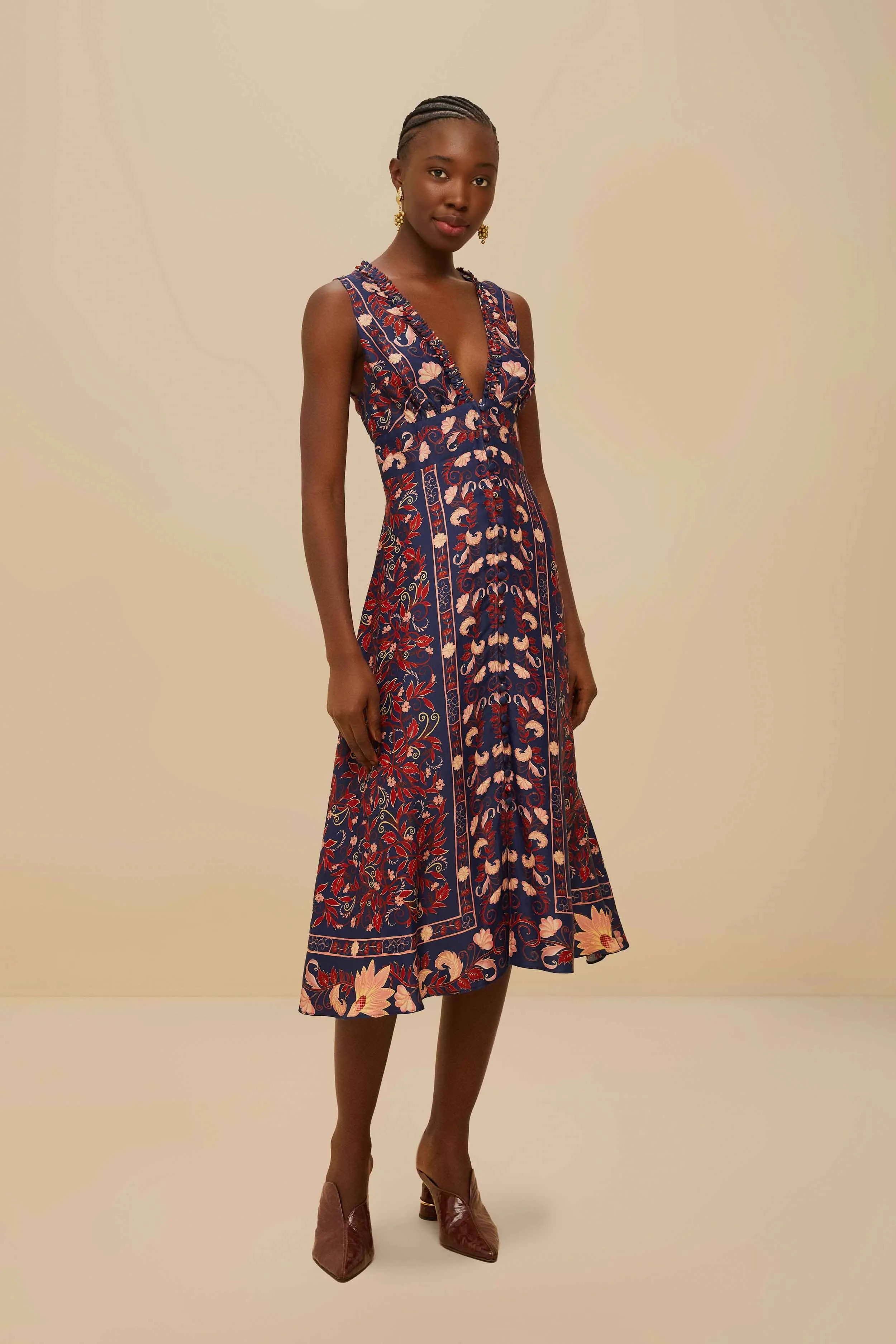 Blue Snake Garden Long Sleeve Mini Dress sold by FARM Rio