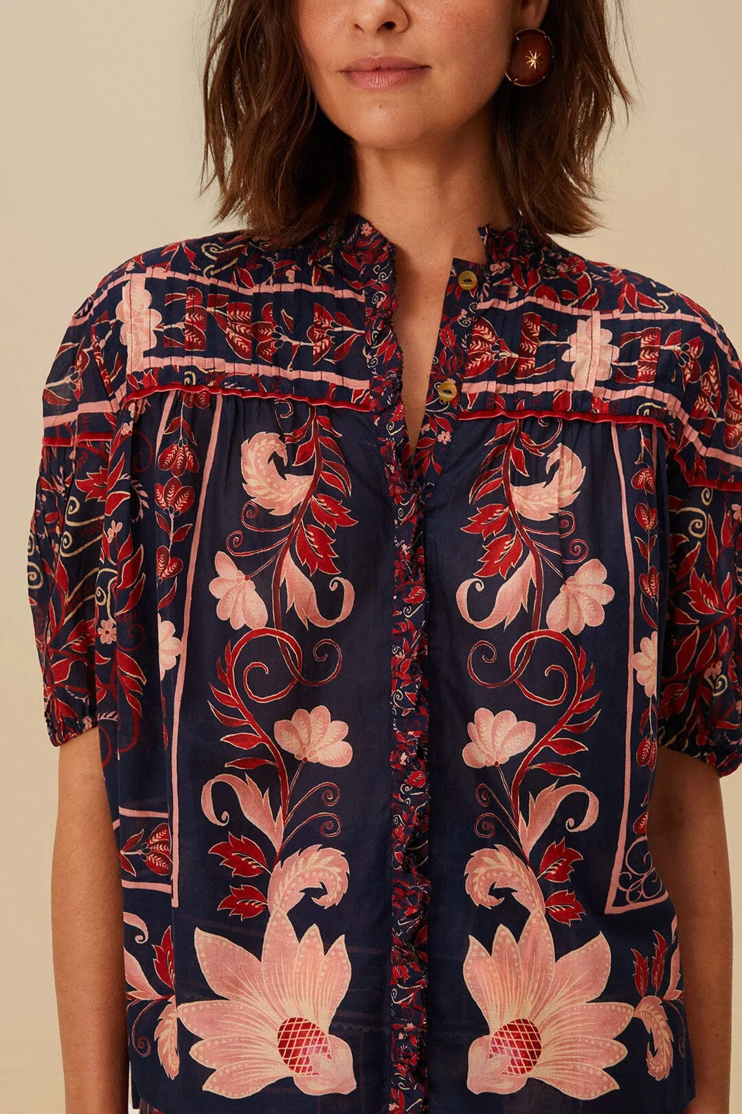 Boho Floral Scarf Navy Blue Blouse sold by FARM Rio product image thumbnail 3