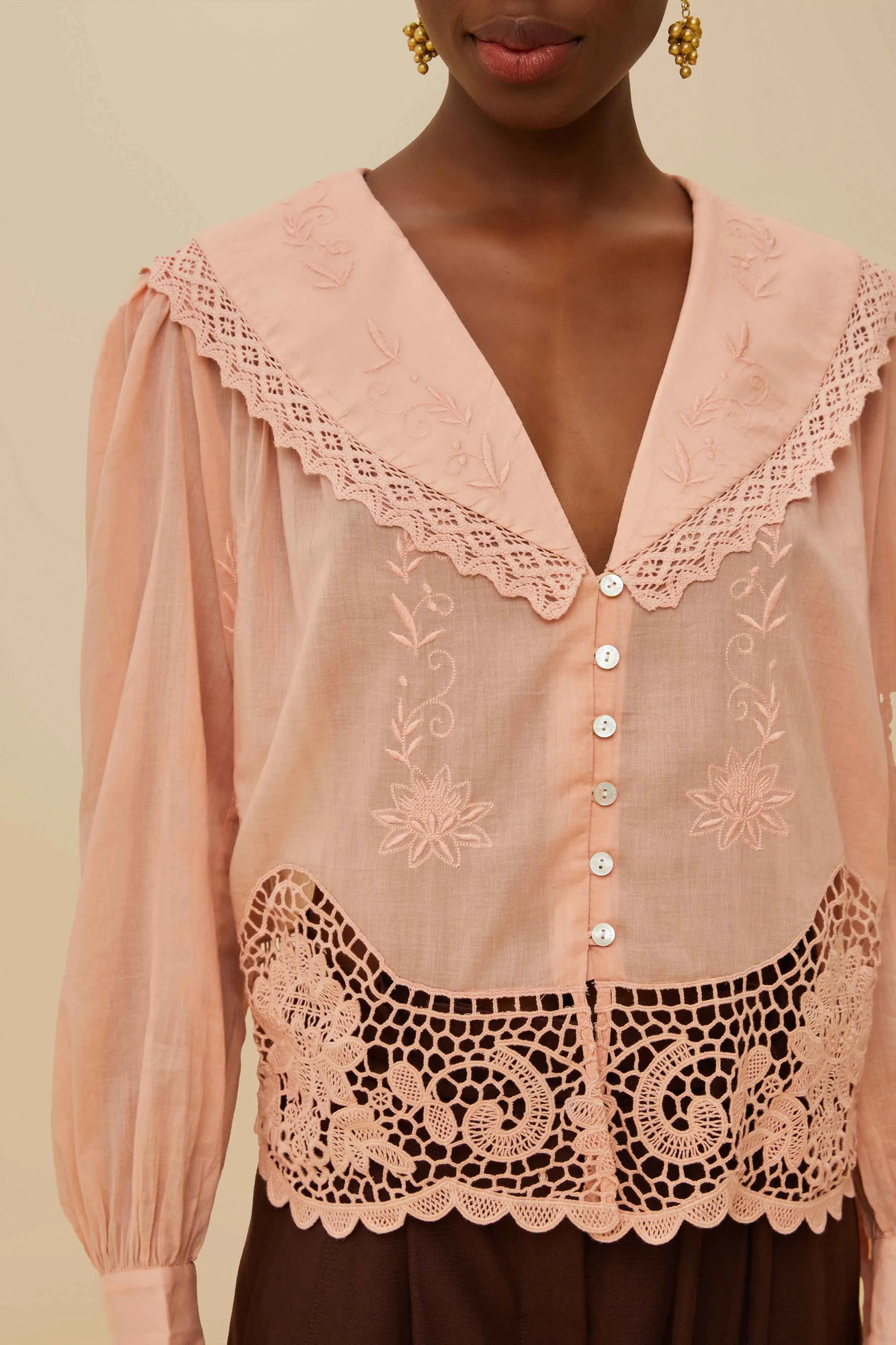 Pink Lacy Long Sleeve Blouse sold by FARM Rio product image thumbnail 2