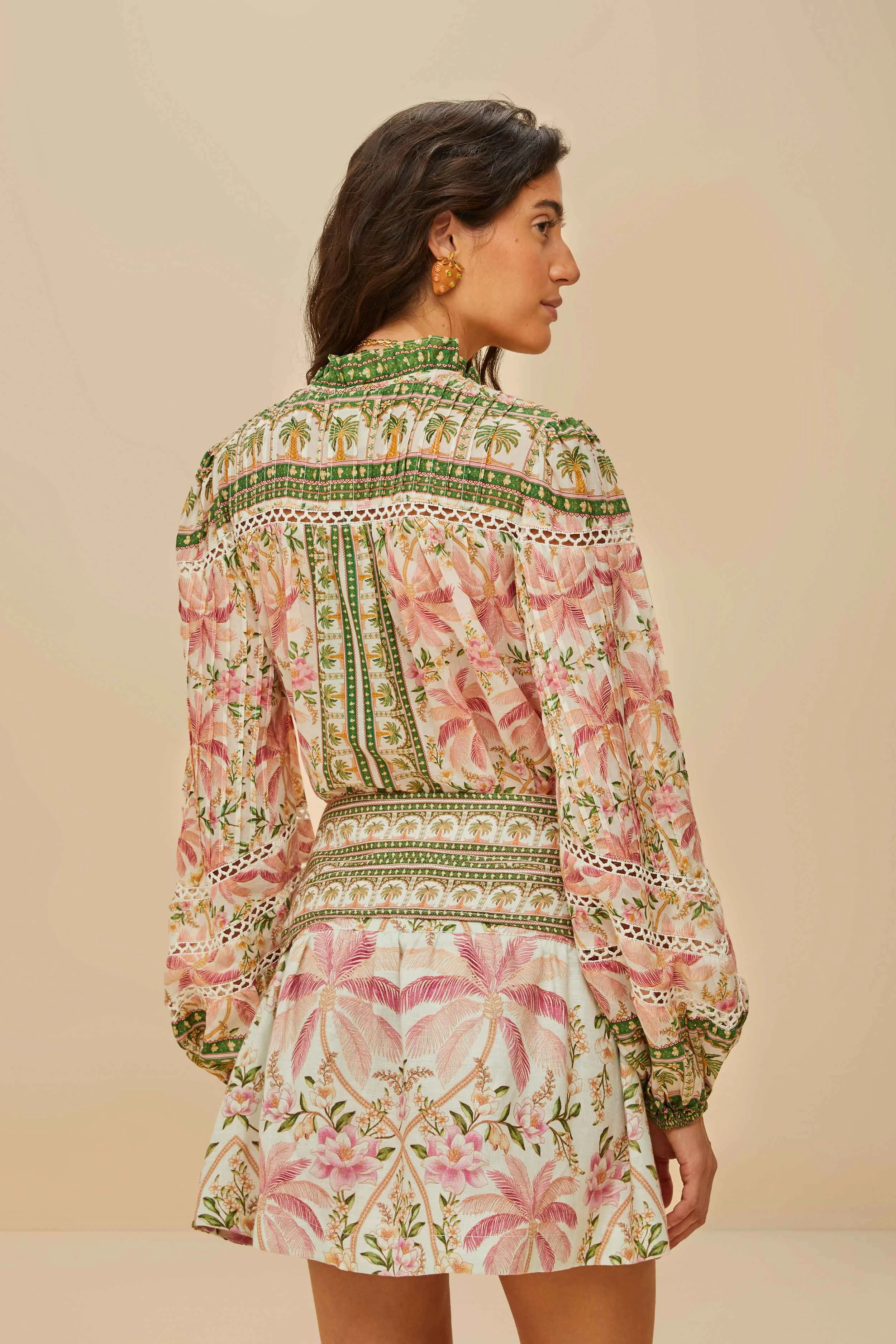 Palm Dream Off-White Double Waistband Mini Skirt sold by FARM Rio product image thumbnail 4