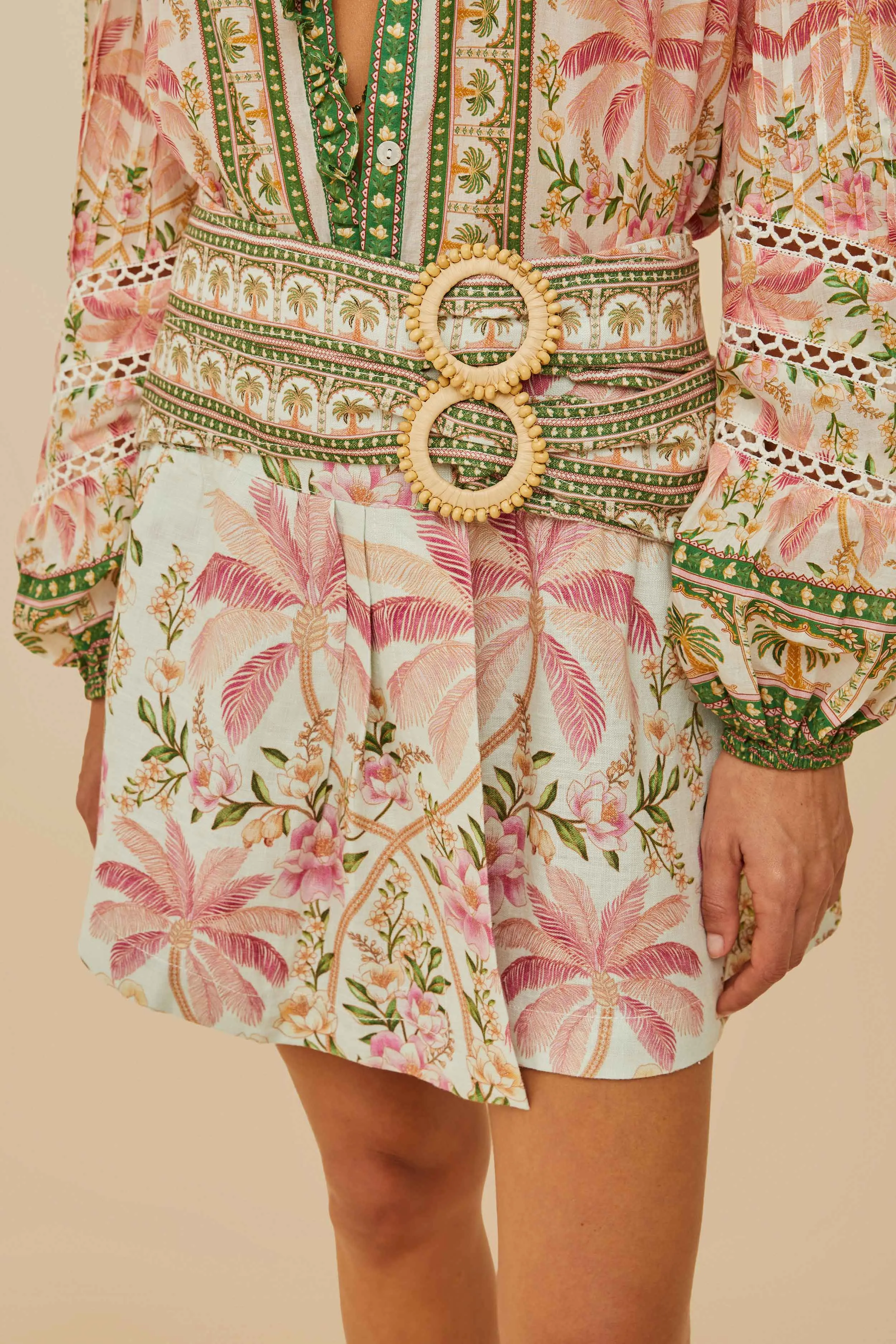 Palm Dream Off-White Double Waistband Mini Skirt sold by FARM Rio product image thumbnail 2