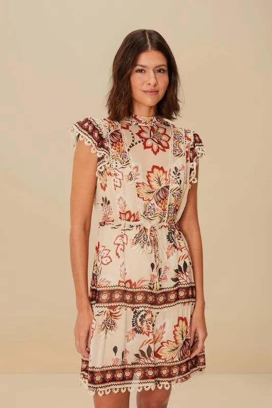 Sand Aura Floral Mini Dress sold by FARM Rio