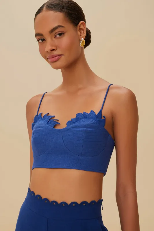Blue Sunrise Cup Euroflax™ Premium Linen Crop Top sold by FARM Rio