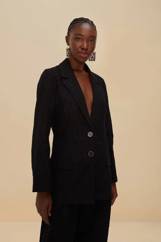 Black Eyelet Blazer sold by FARM Rio