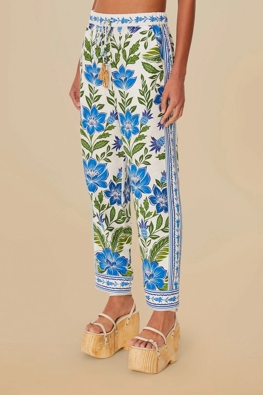 Off-White Tropicance LENZING™ ECOVERO™ Euroflax™ Pants sold by FARM Rio product image thumbnail 2