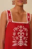 Red Tropical Cross Stitch Embroidered Euroflax™ Premium Linen Midi Dress sold by FARM Rio