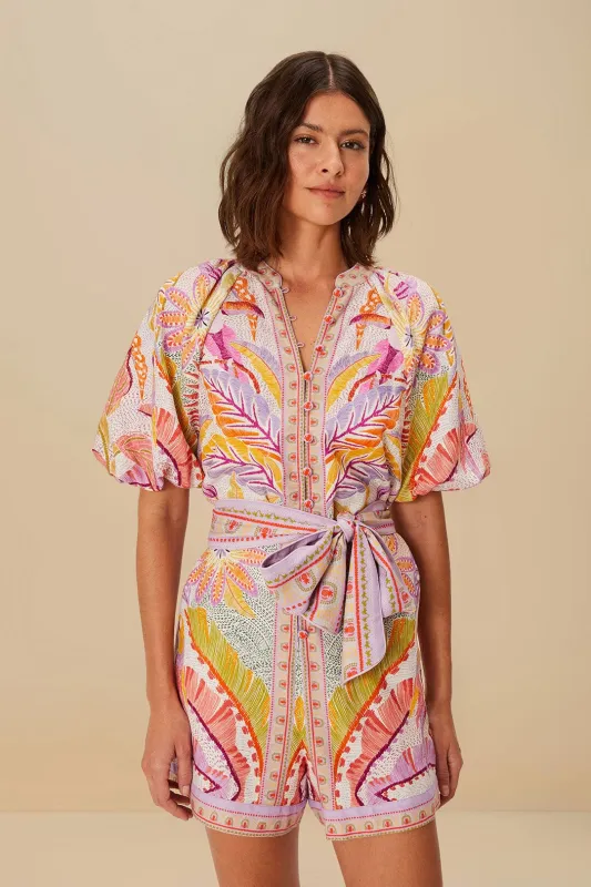 Pearl Jungle Dots Tapestry LENZING™ ECOVERO™ Euroflax™ Romper sold by FARM Rio