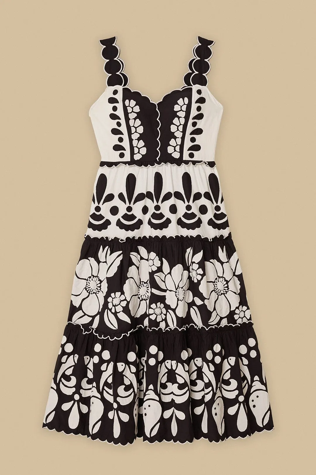 Black And White Summer Cutwork Organic Cotton Midi Dress sold by FARM Rio product image thumbnail 5