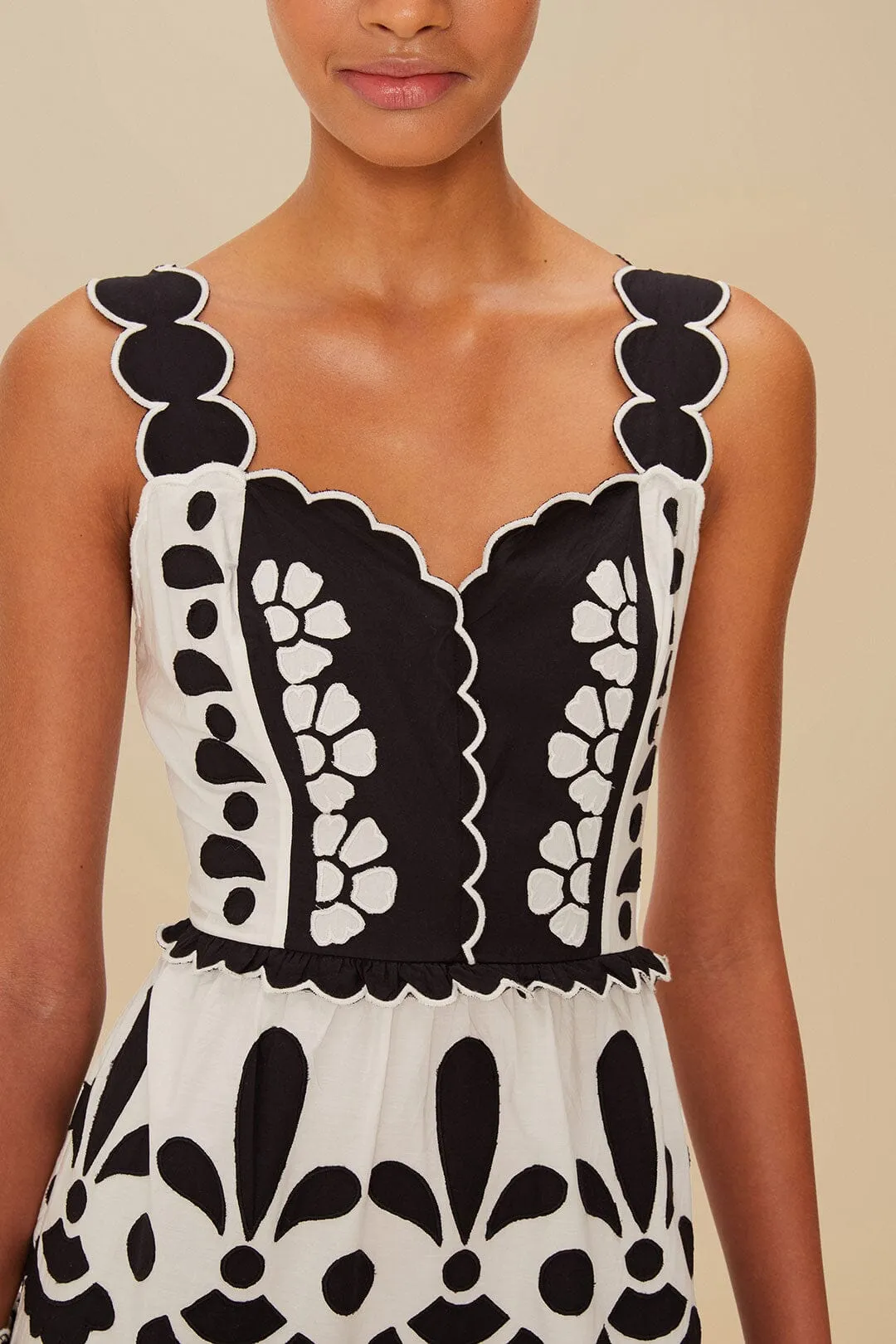 Black And White Summer Cutwork Organic Cotton Midi Dress sold by FARM Rio product image thumbnail 3