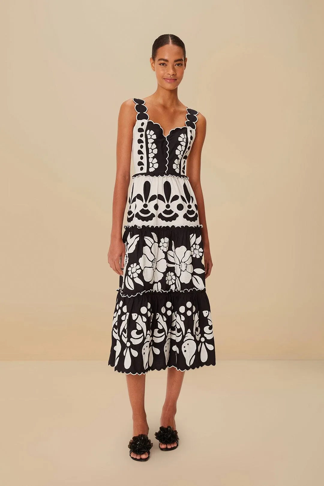 Black And White Summer Cutwork Organic Cotton Midi Dress sold by FARM Rio