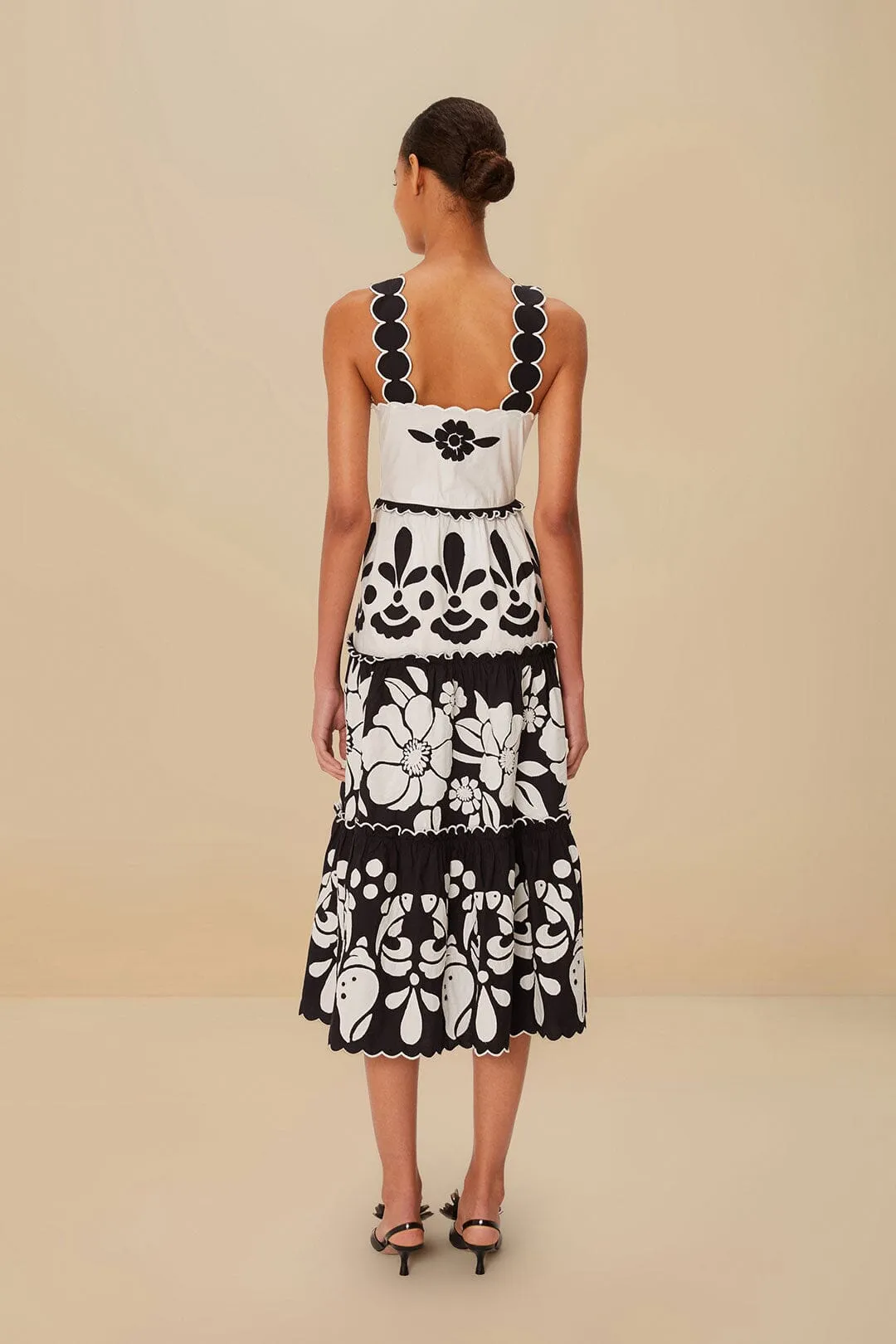 Black And White Summer Cutwork Organic Cotton Midi Dress sold by FARM Rio product image thumbnail 4