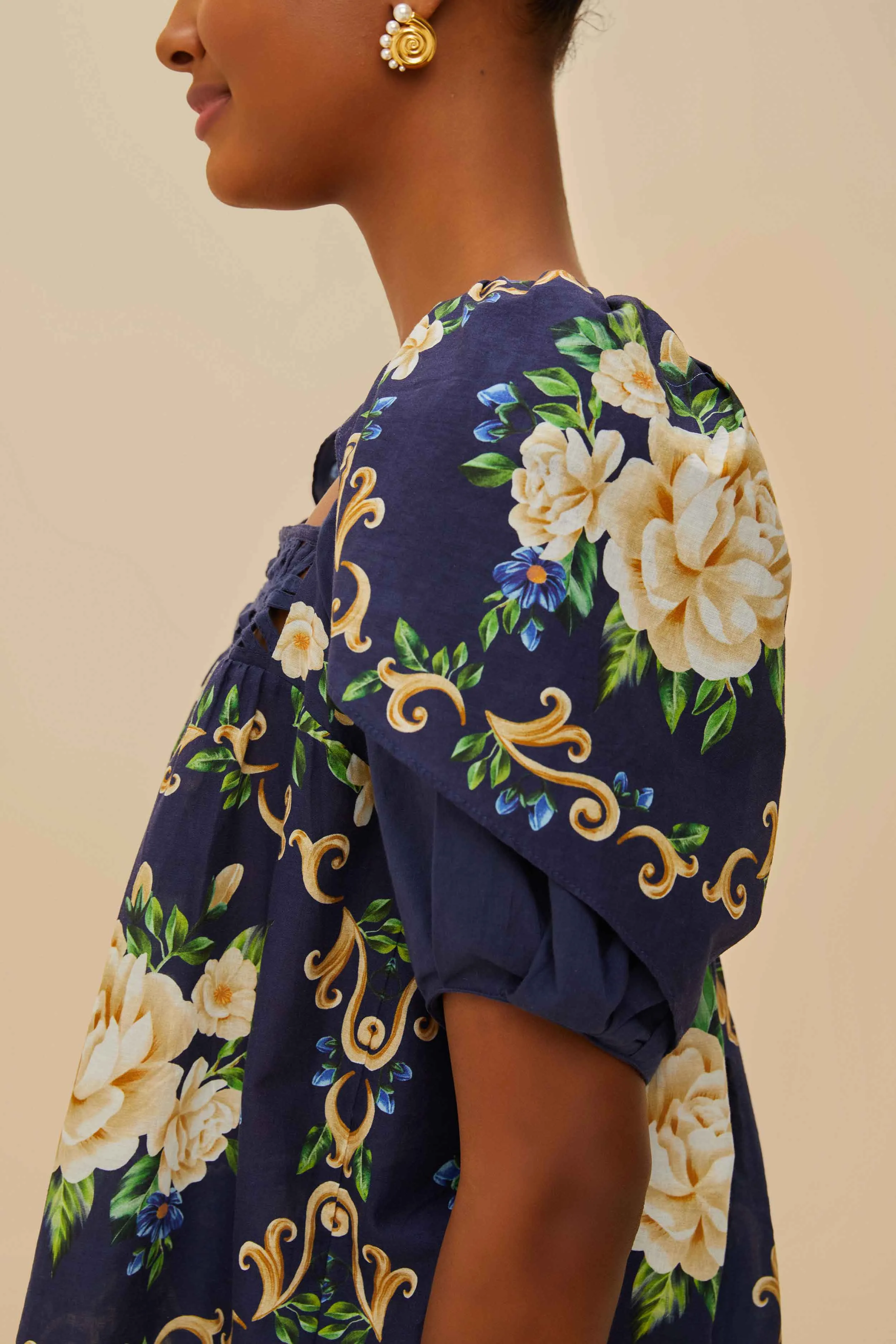 Blue Flower Tapestry Yoke Blouse sold by FARM Rio product image thumbnail 3