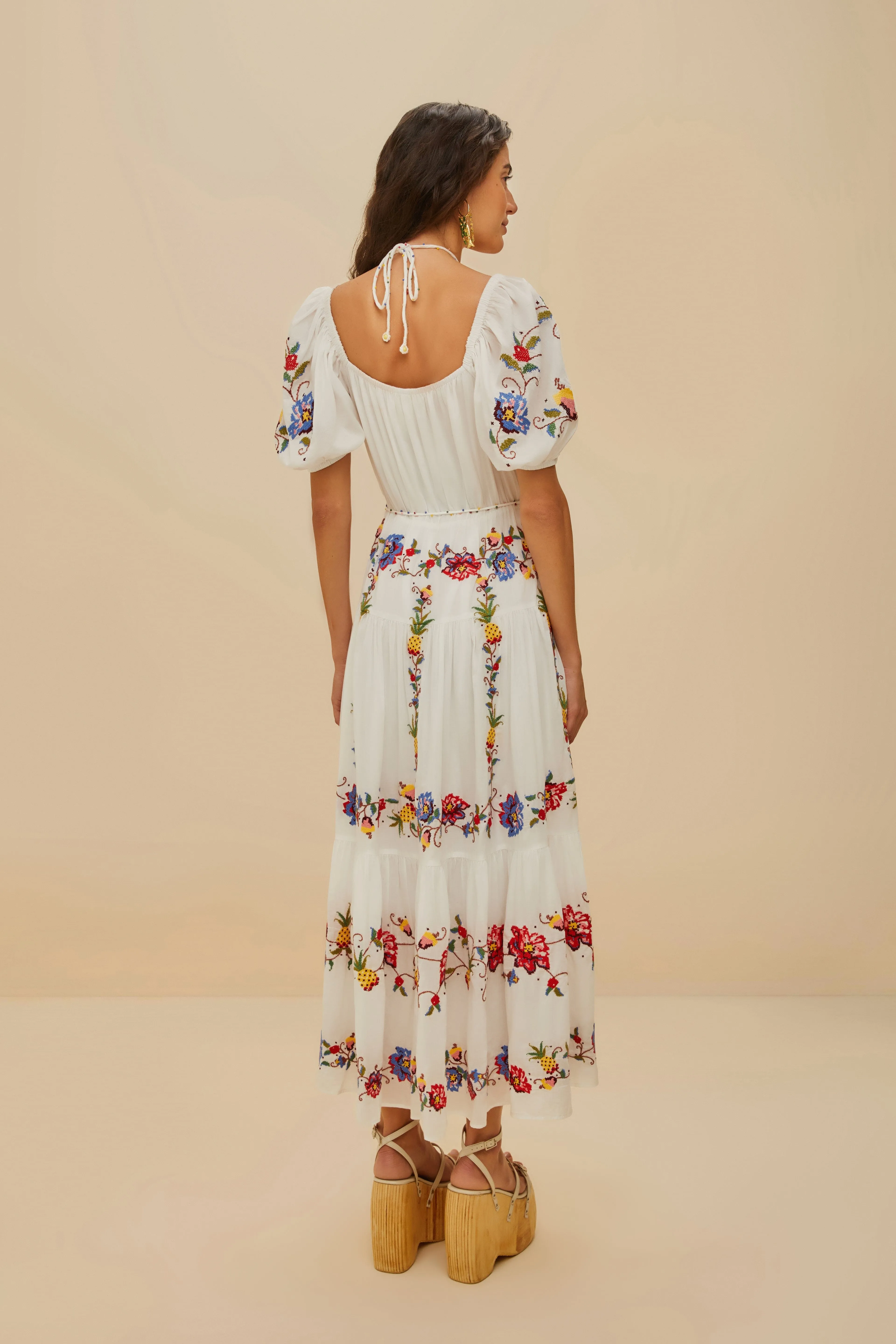 Off-White Tropical Porcelain Embroidered Maxi Dress sold by FARM Rio product image thumbnail 5