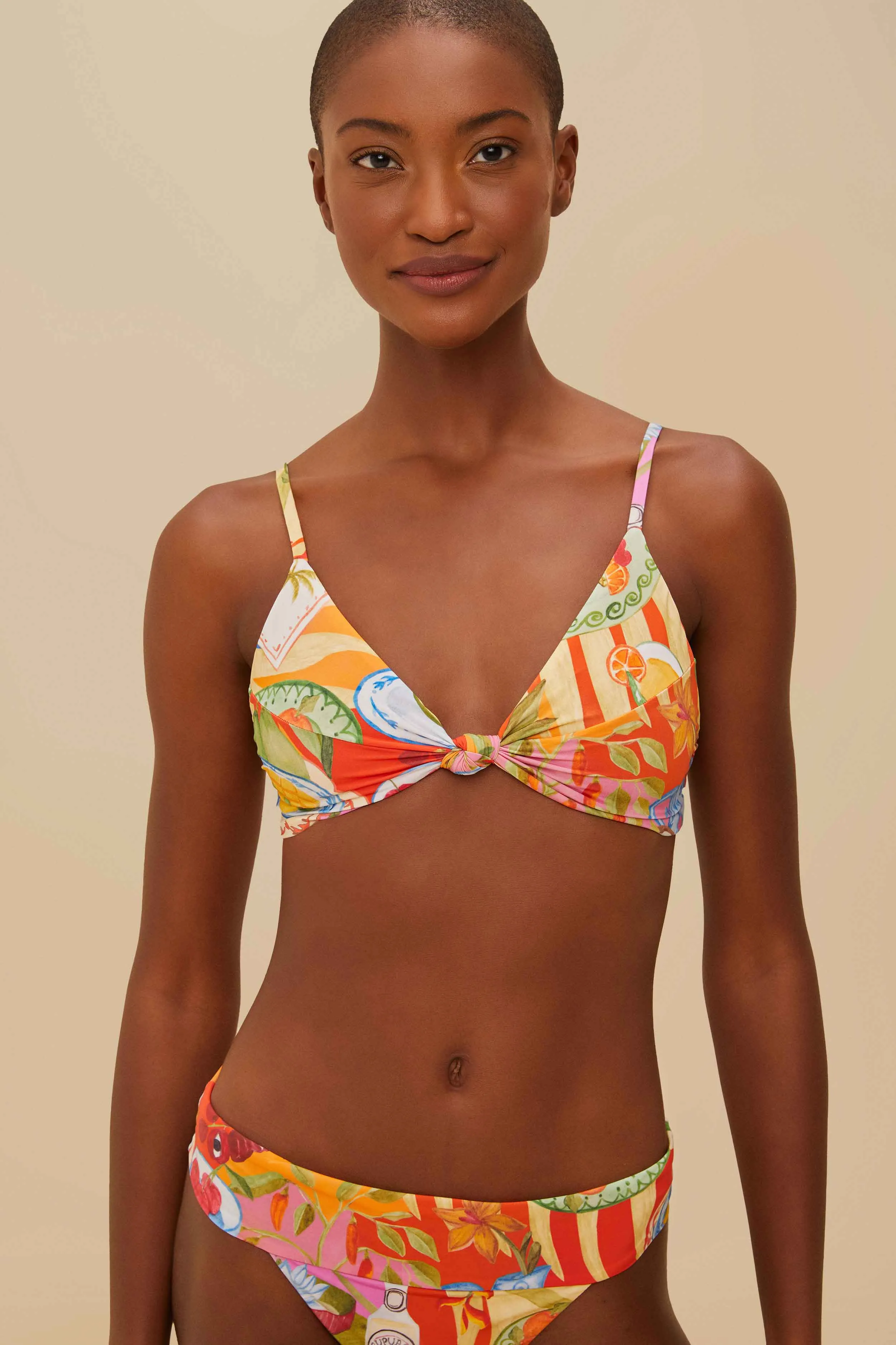 Multicolor Summer Picnic Knot Bikini Top sold by FARM Rio