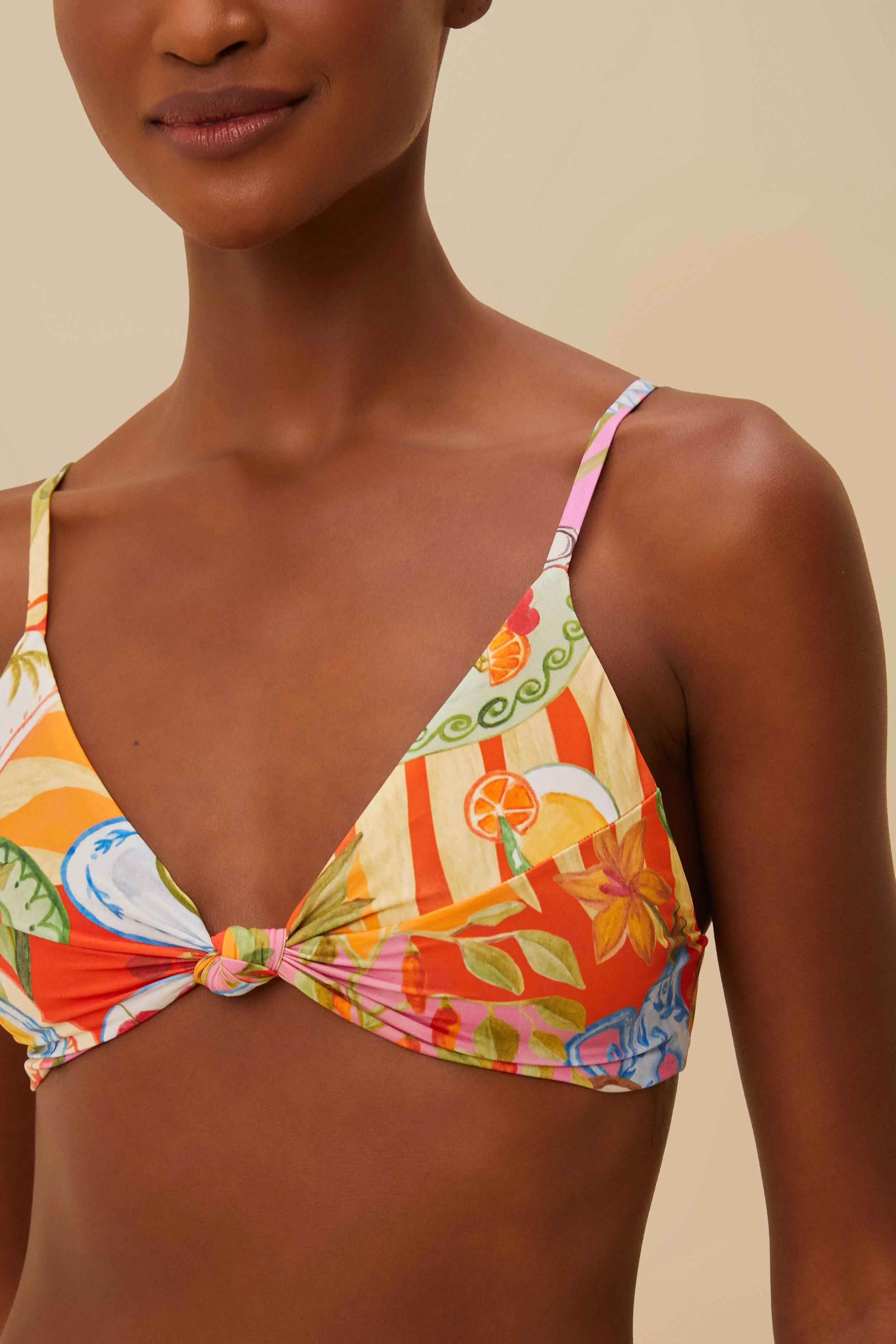 Multicolor Summer Picnic Knot Bikini Top sold by FARM Rio product image thumbnail 3