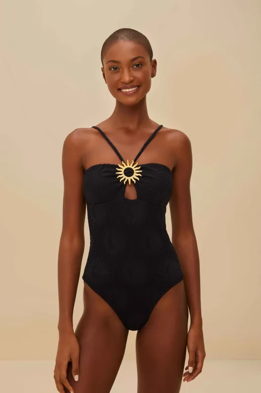 Black Sunny Moon One-Piece Swimsuit sold by FARM Rio