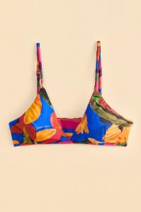 Blue Floral Tropical & Colorful Stripes Bikini Top sold by FARM Rio