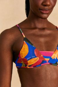 Blue Floral Tropical & Colorful Stripes Bikini Top sold by FARM Rio
