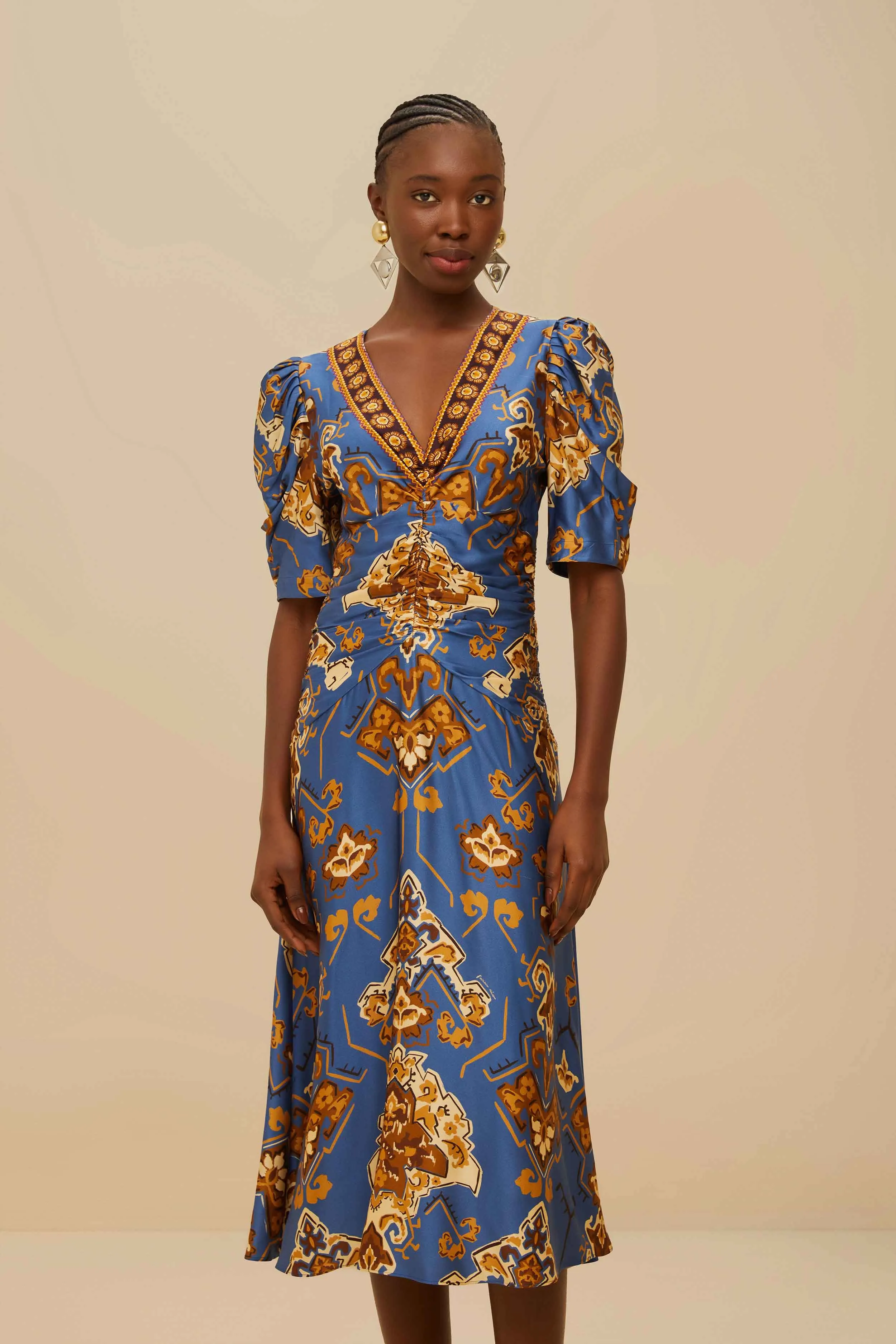 Blue Ornament Floral Midi Dress sold by FARM Rio product image thumbnail 3