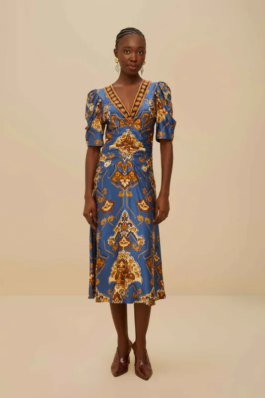Blue Ornament Floral Midi Dress sold by FARM Rio