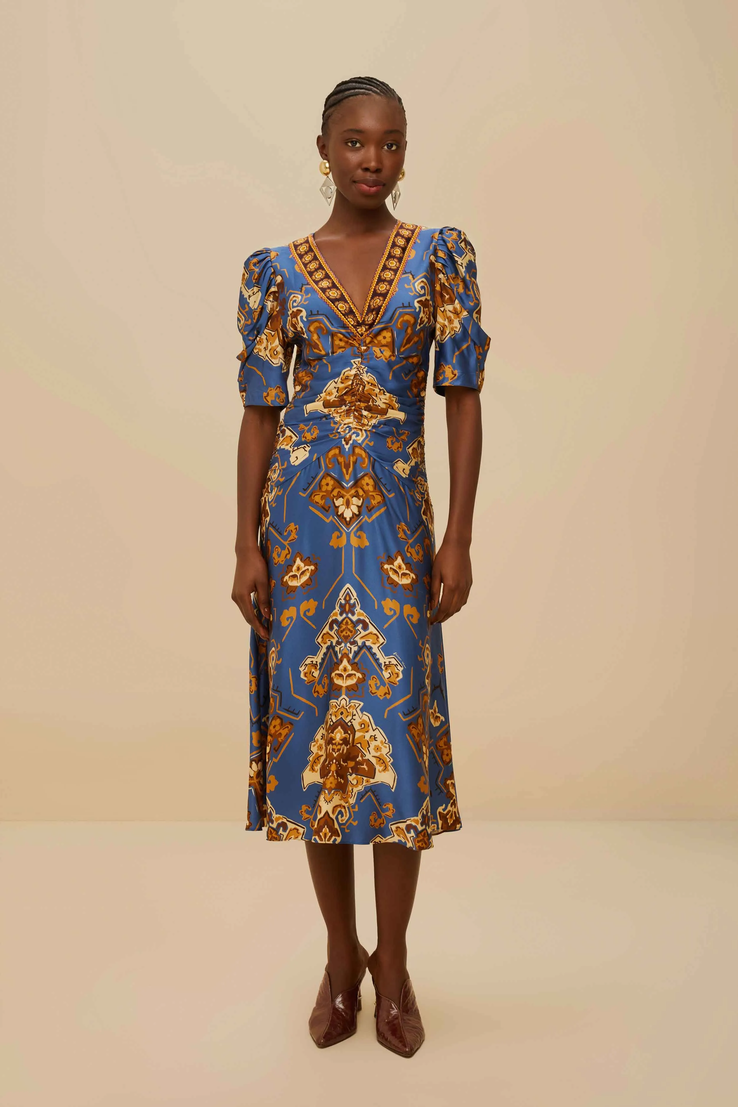 Blue Ornament Floral Midi Dress sold by FARM Rio
