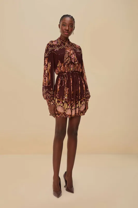 Burgundy Bella Knotted Neckline Mini Dress sold by FARM Rio