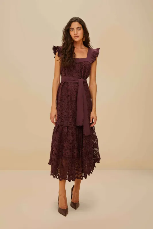 Brown Pineapple Guipure Midi Dress sold by FARM Rio