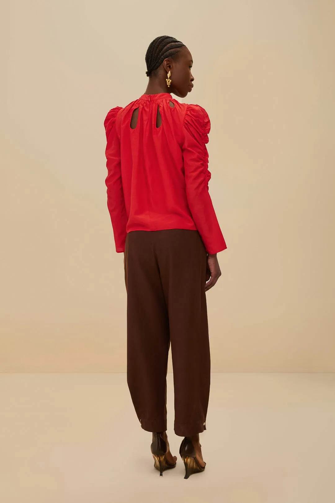 Coffee Topstitched Clochard Pants sold by FARM Rio product image thumbnail 3