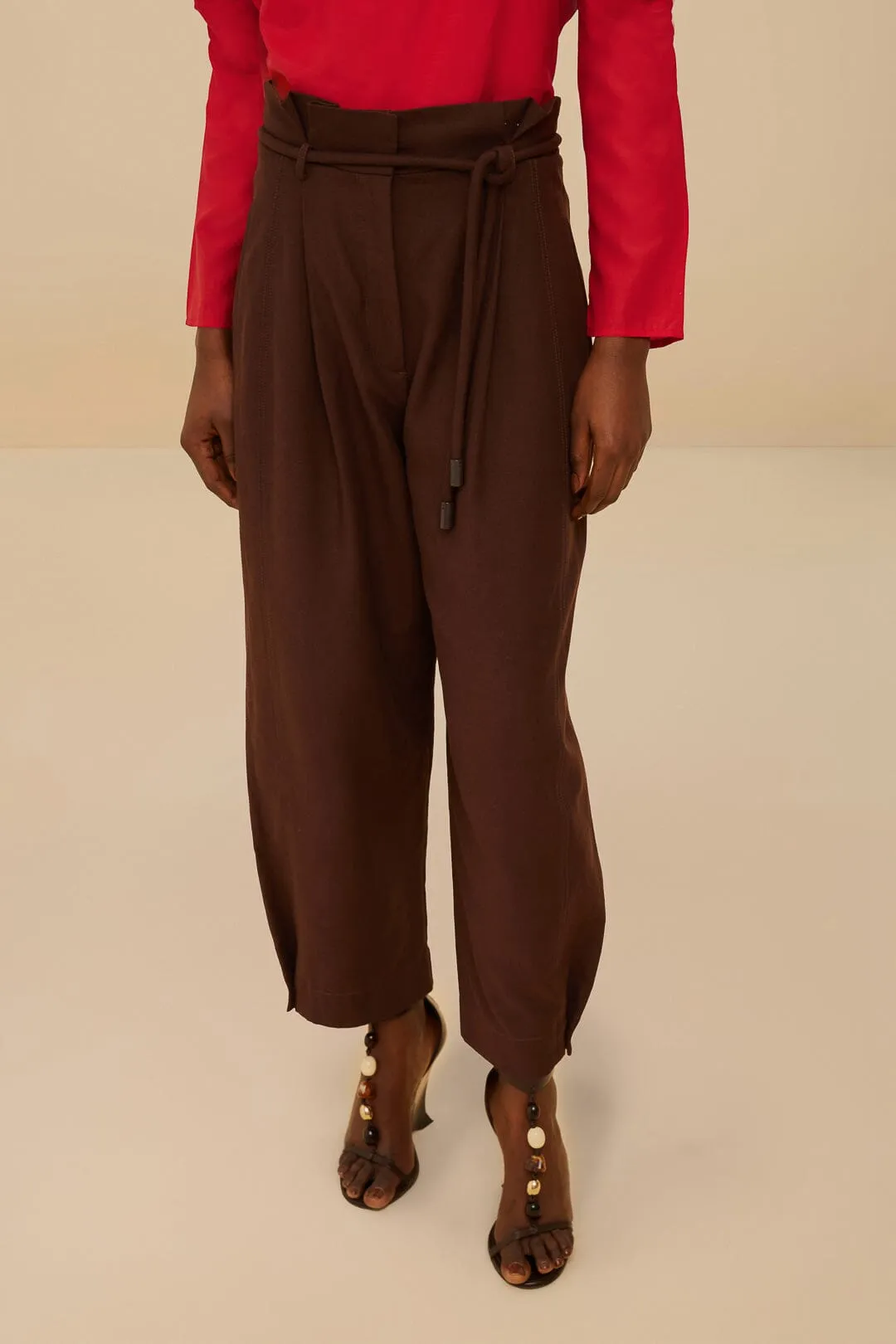 Coffee Topstitched Clochard Pants sold by FARM Rio product image thumbnail 2