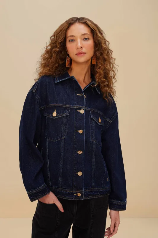 Dark Denim Buttoned Jacket sold by FARM Rio