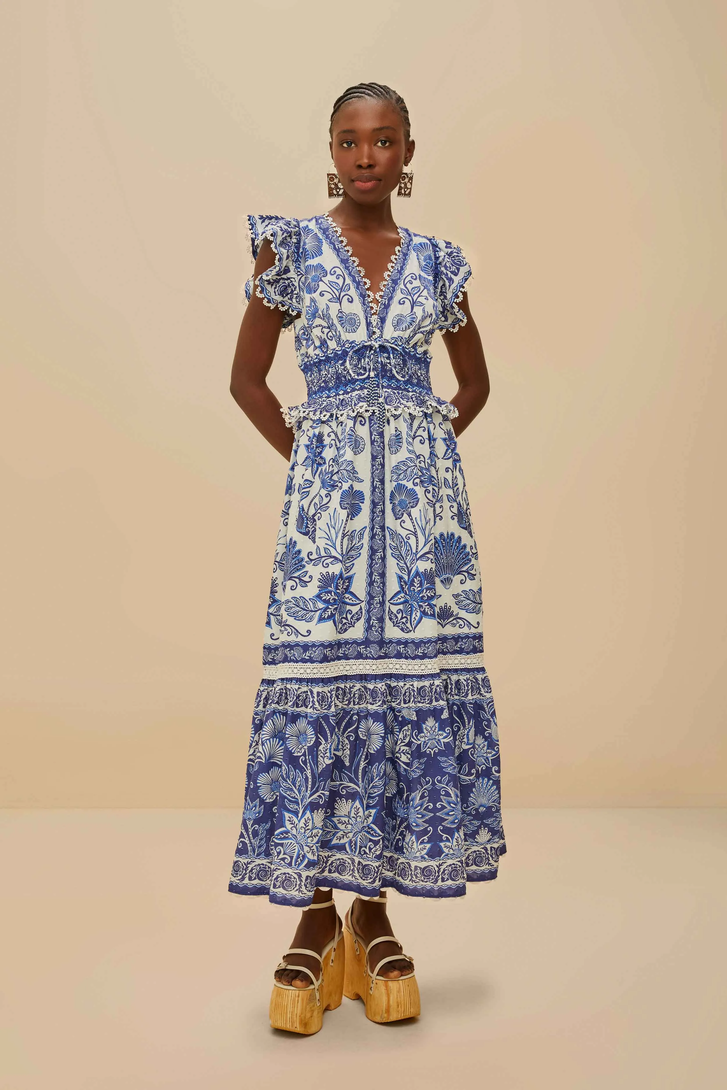 Off-White Shell Garden Maxi Dress sold by FARM Rio