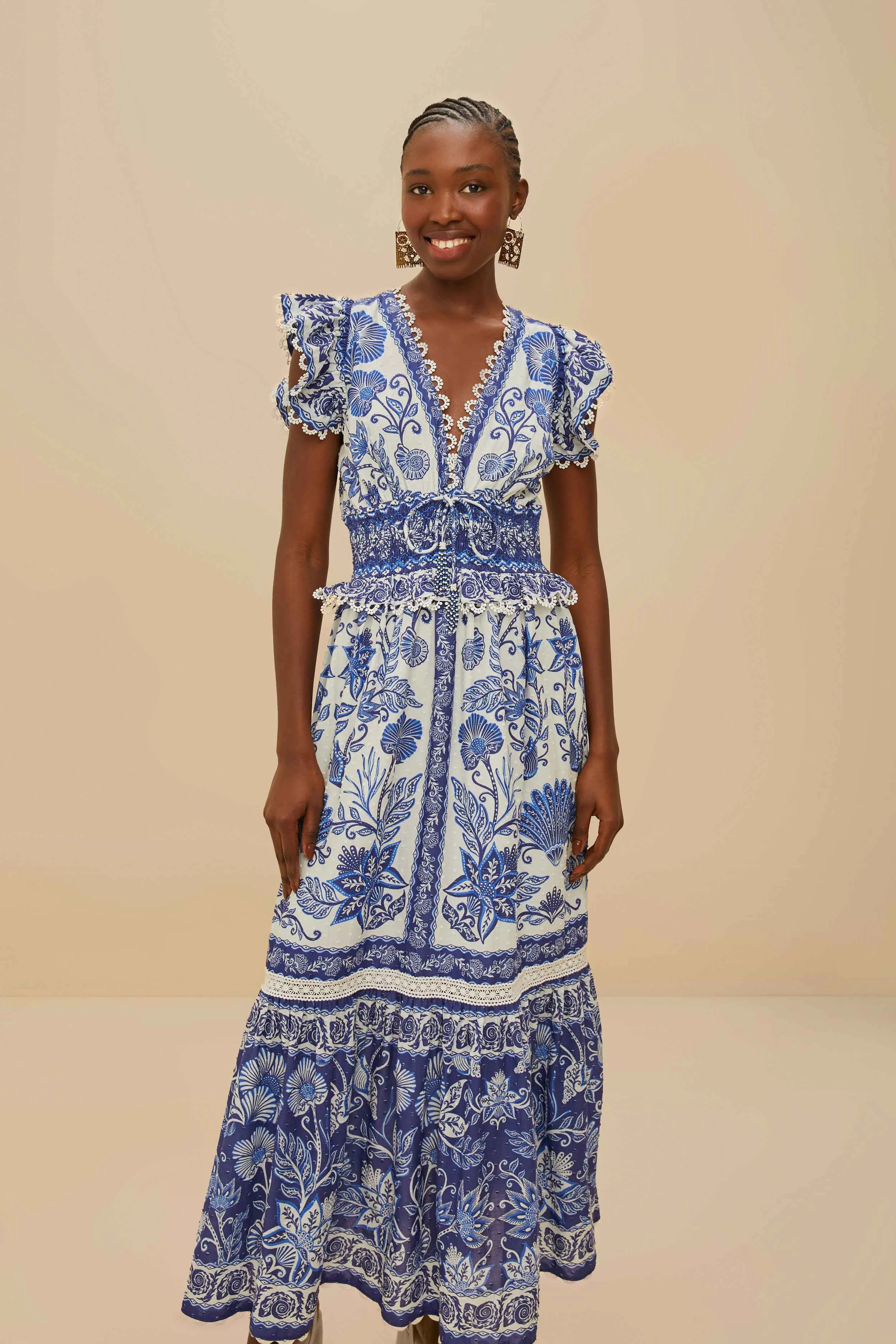 Off-White Shell Garden Maxi Dress sold by FARM Rio product image thumbnail 2