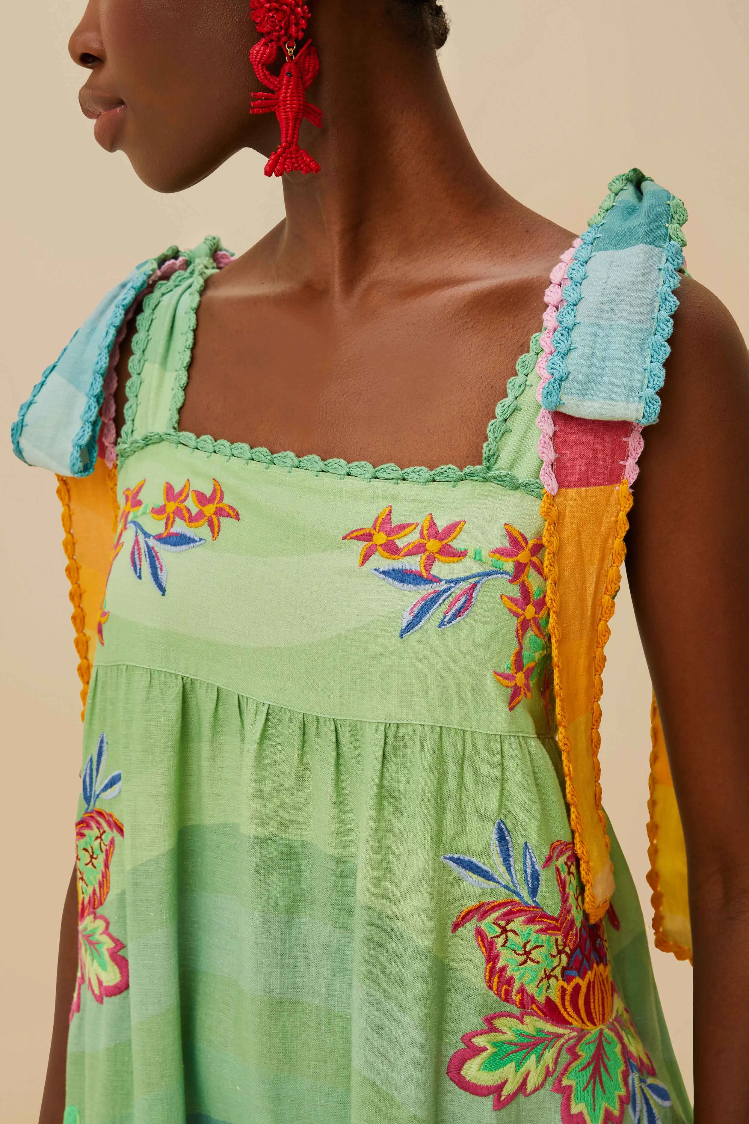 Multicolor Aura Floral Embroidered Euroflax™ Premium Linen Maxi Dress sold by FARM Rio product image thumbnail 3