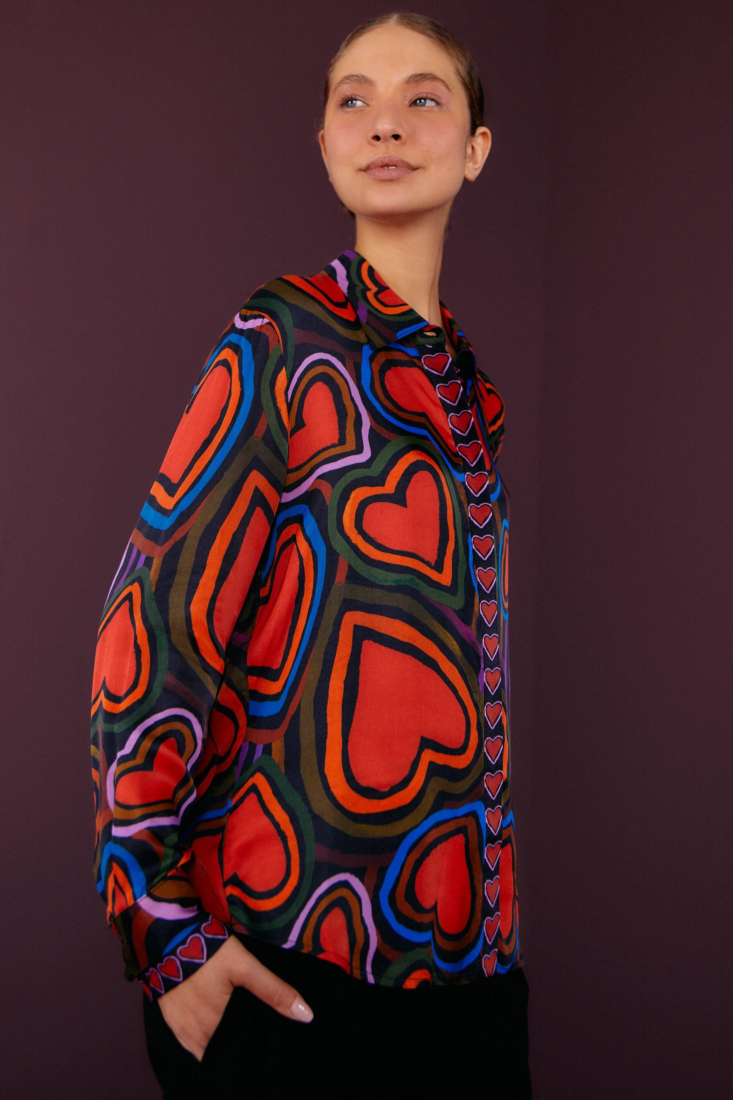 Rainbow Wild Hearts Lenzing™ Ecovero™ Viscose Shirt sold by FARM Rio product image thumbnail 2