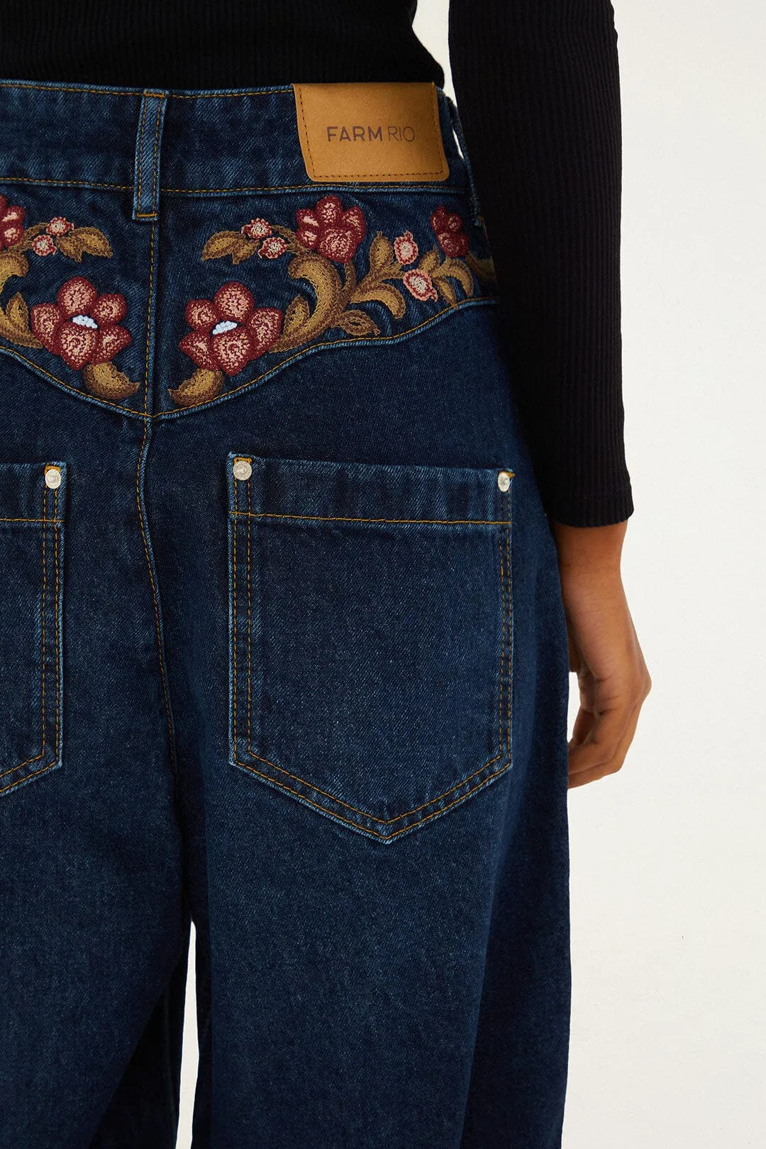 Denim Floral Embroidery Pants sold by FARM Rio product image thumbnail 5