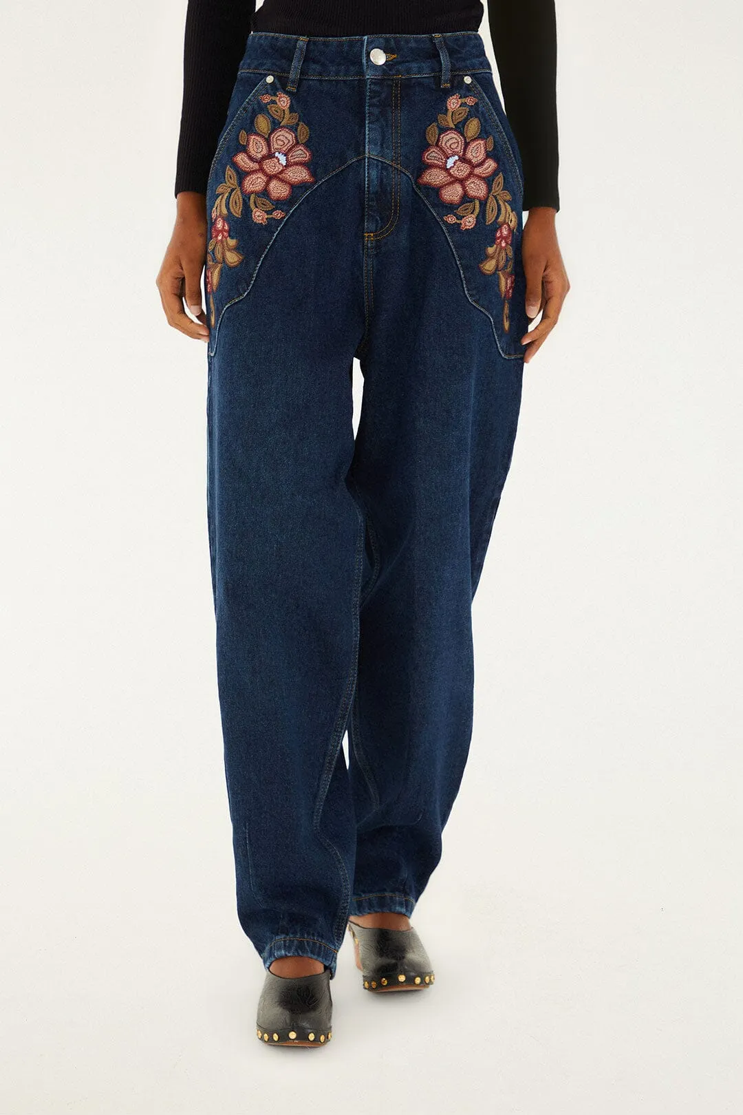 Denim Floral Embroidery Pants sold by FARM Rio product image thumbnail 2