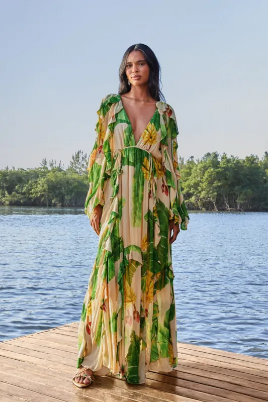 Beige Fresh Bananas Maxi Dress sold by FARM Rio