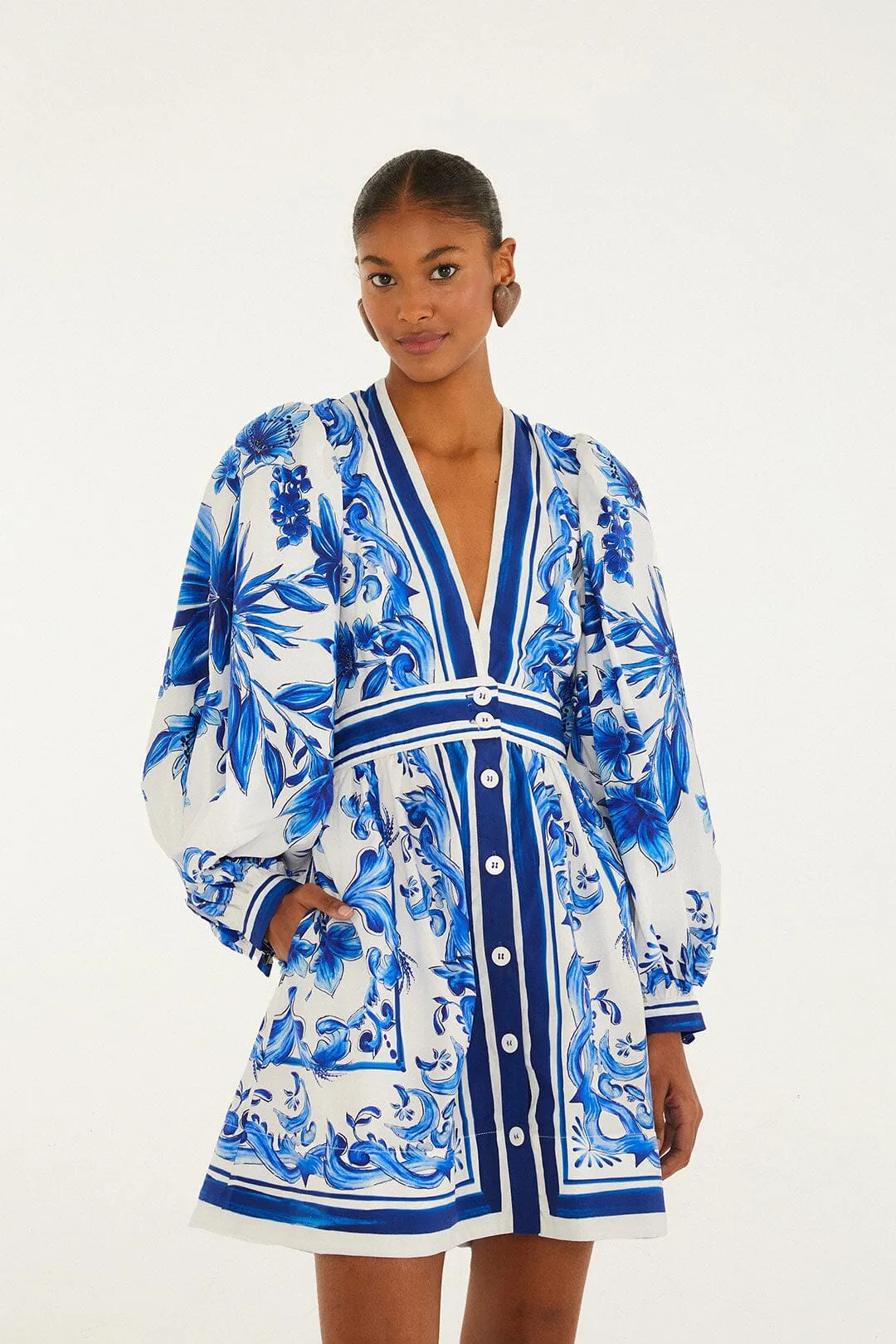 Off-White Garden Tiles Mini Dress sold by FARM Rio product image thumbnail 3