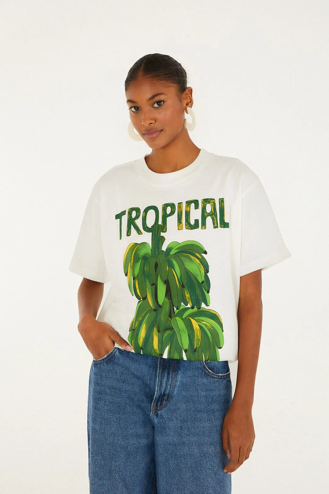 Off-White Tropical Organic Cotton Relaxed T-Shirt sold by FARM Rio product image thumbnail 3