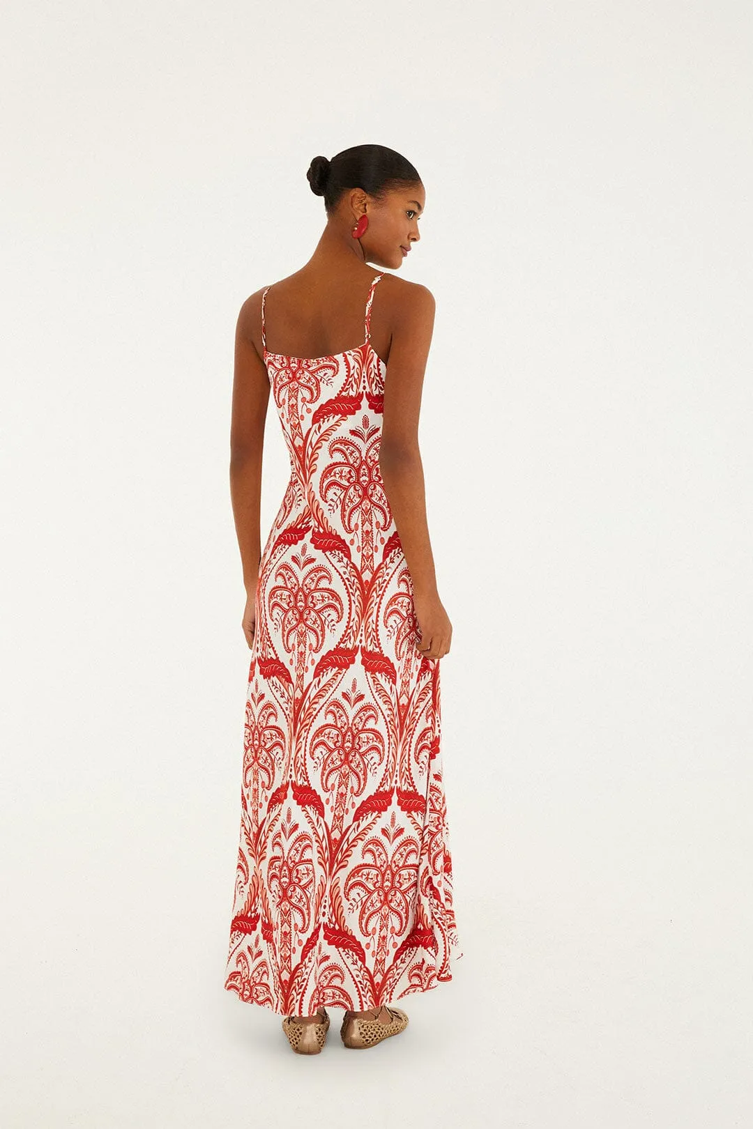 Off-White Tropical Cameo Slip Lenzing™ Ecovero™ Maxi Dress sold by FARM Rio product image thumbnail 3