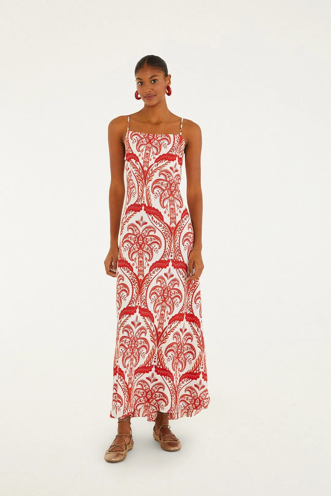 Off-White Tropical Cameo Slip Lenzing™ Ecovero™ Maxi Dress sold by FARM Rio
