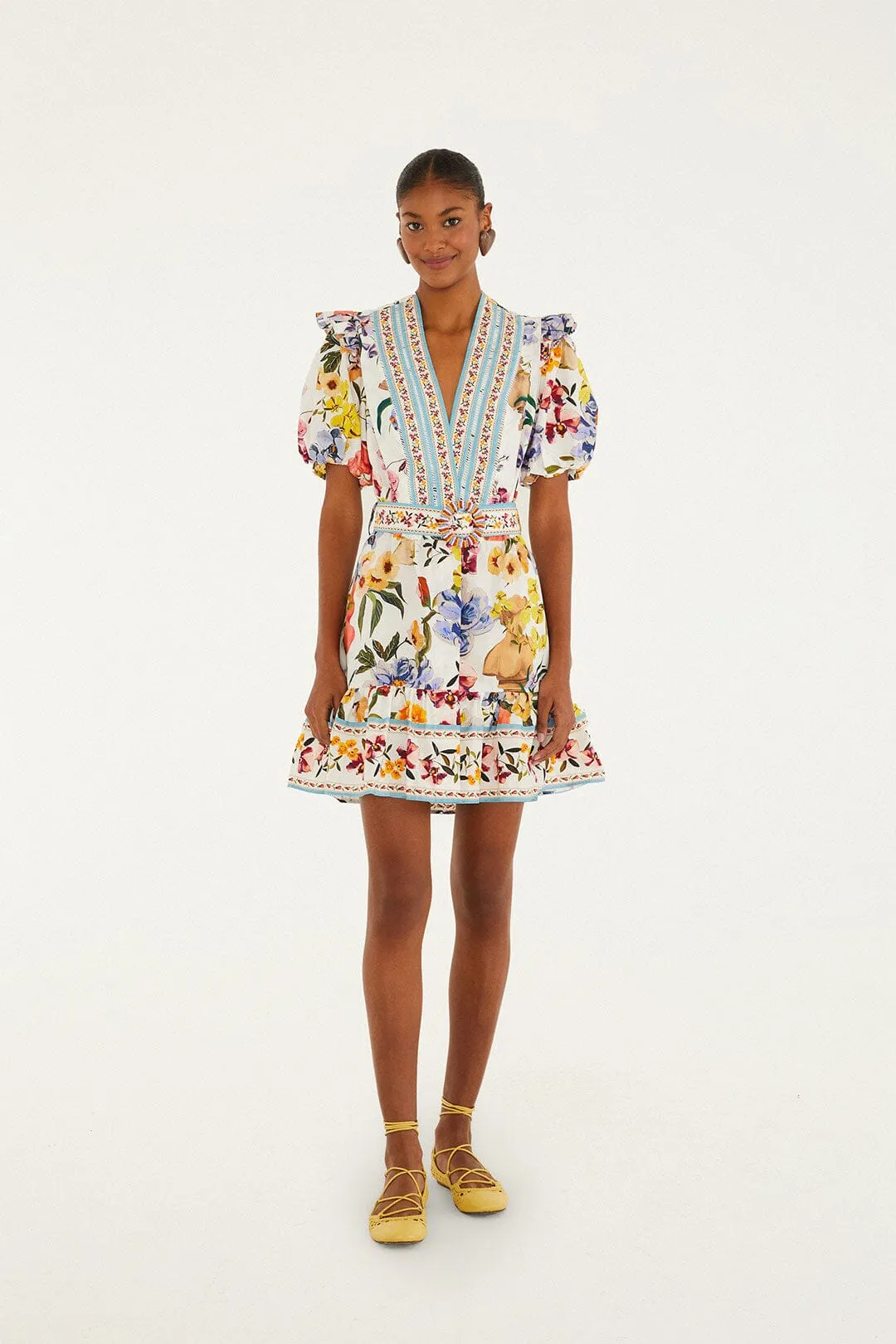 Off-White Greek Garden Organic Cotton Mini Dress sold by FARM Rio