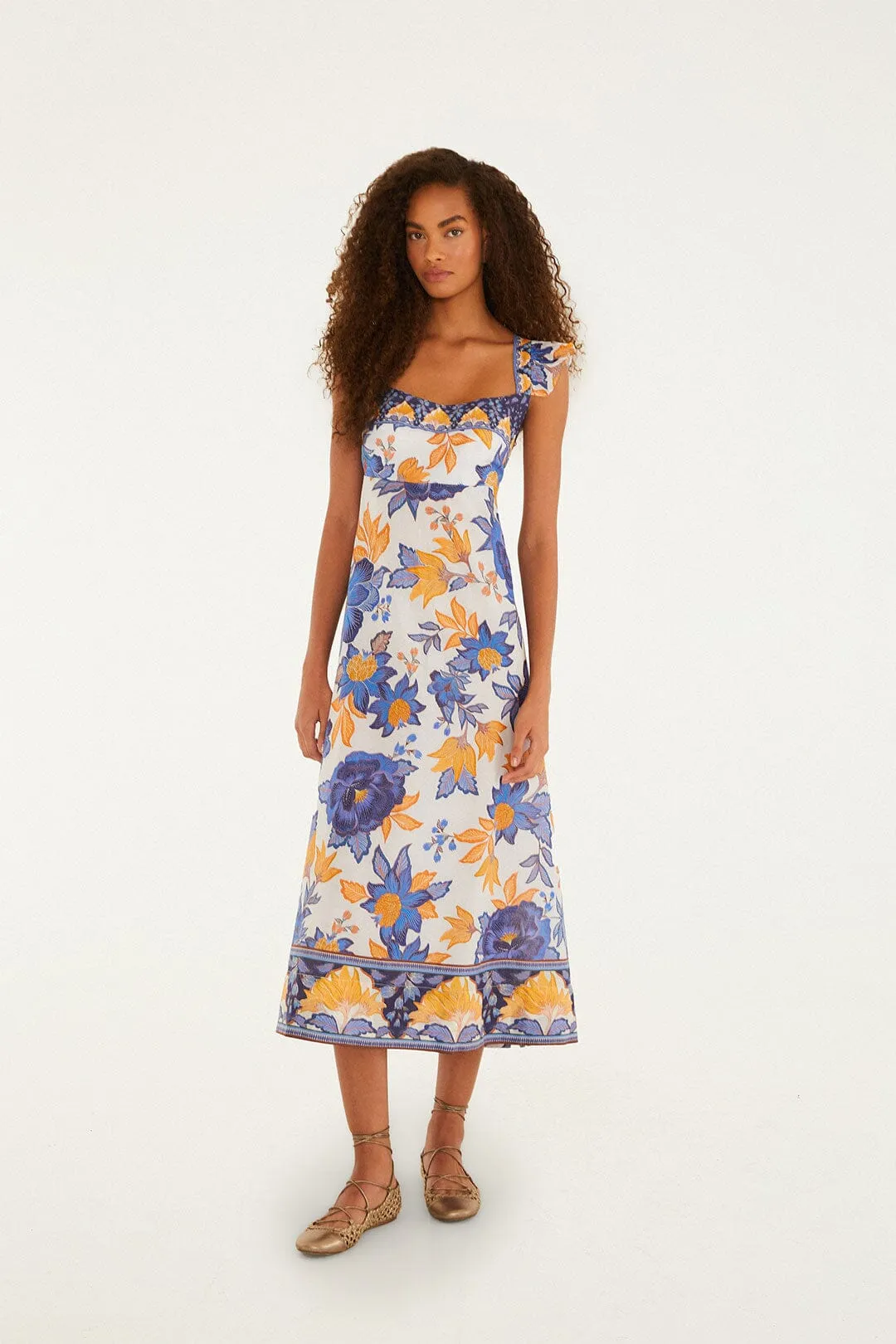 Off-White Summer Flowers Maxi Dress sold by FARM Rio