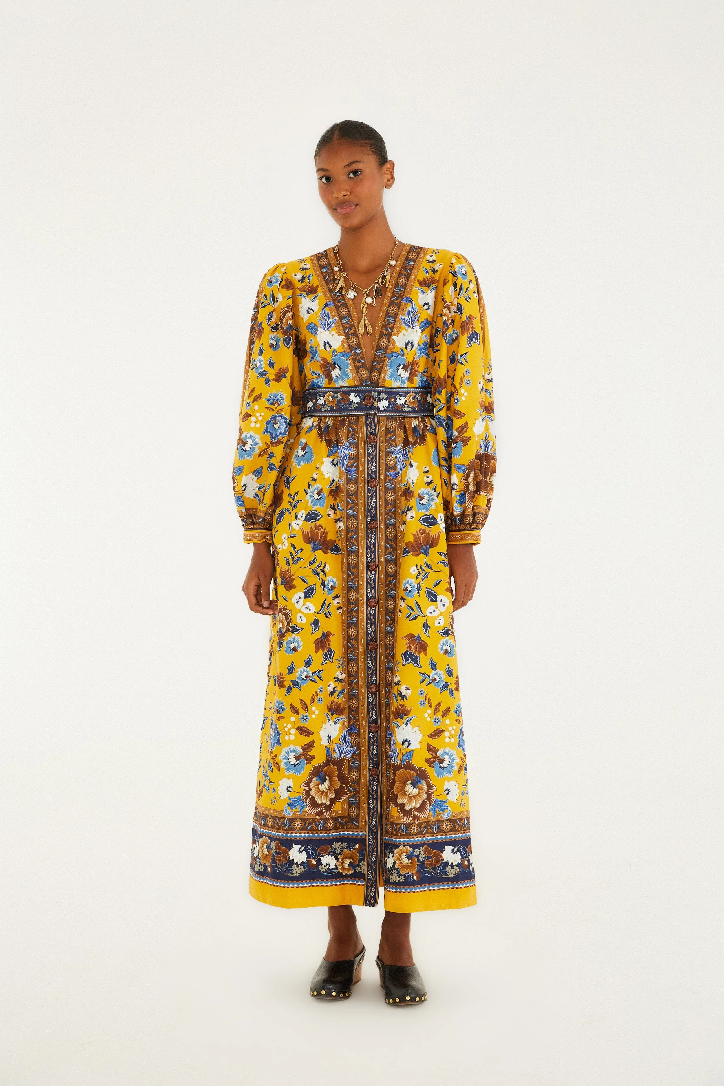 Yellow Flowering Garden Tree Organic Cotton Maxi Dress sold by FARM Rio product image thumbnail 2