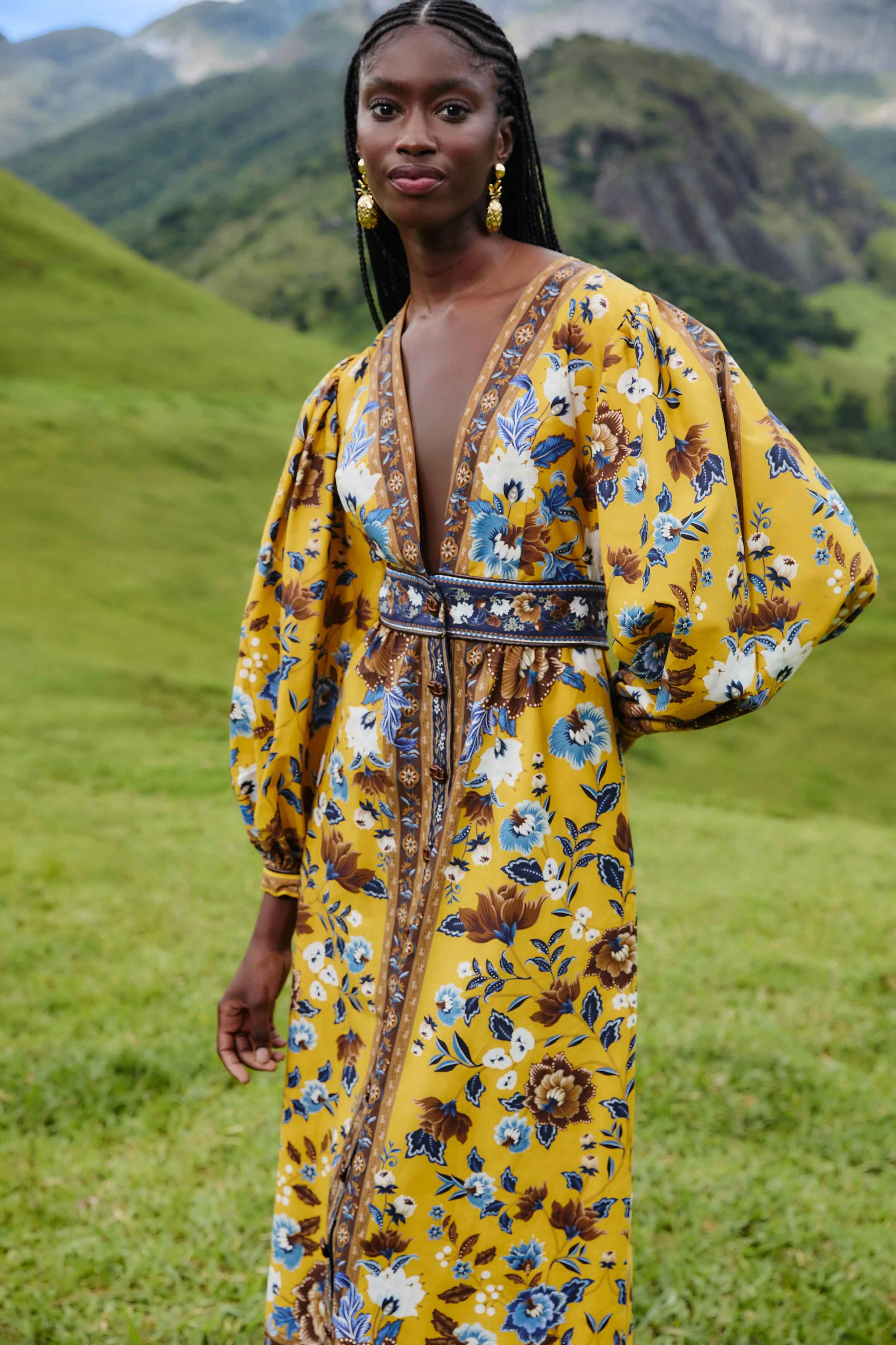 Yellow Flowering Garden Tree Organic Cotton Maxi Dress sold by FARM Rio product image thumbnail 3