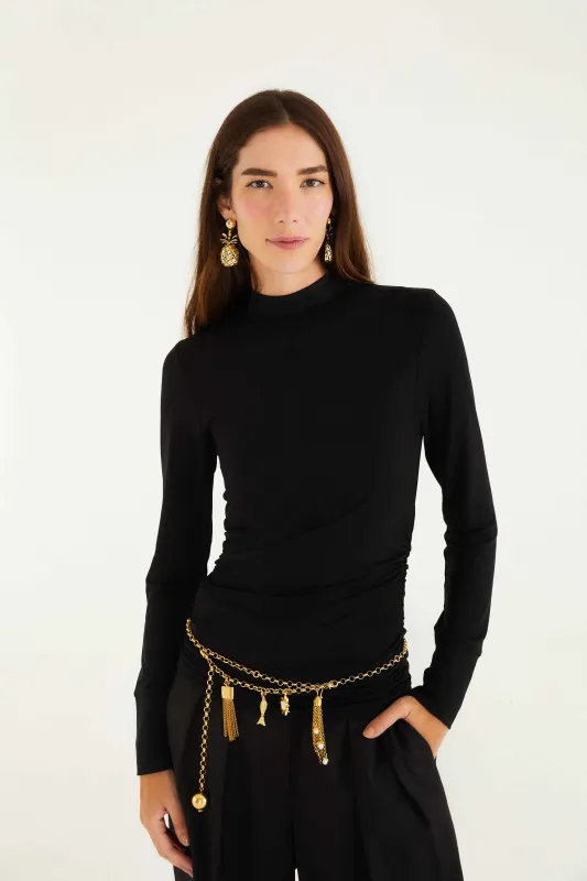 Black Jersey Long Sleeve Blouse sold by FARM Rio
