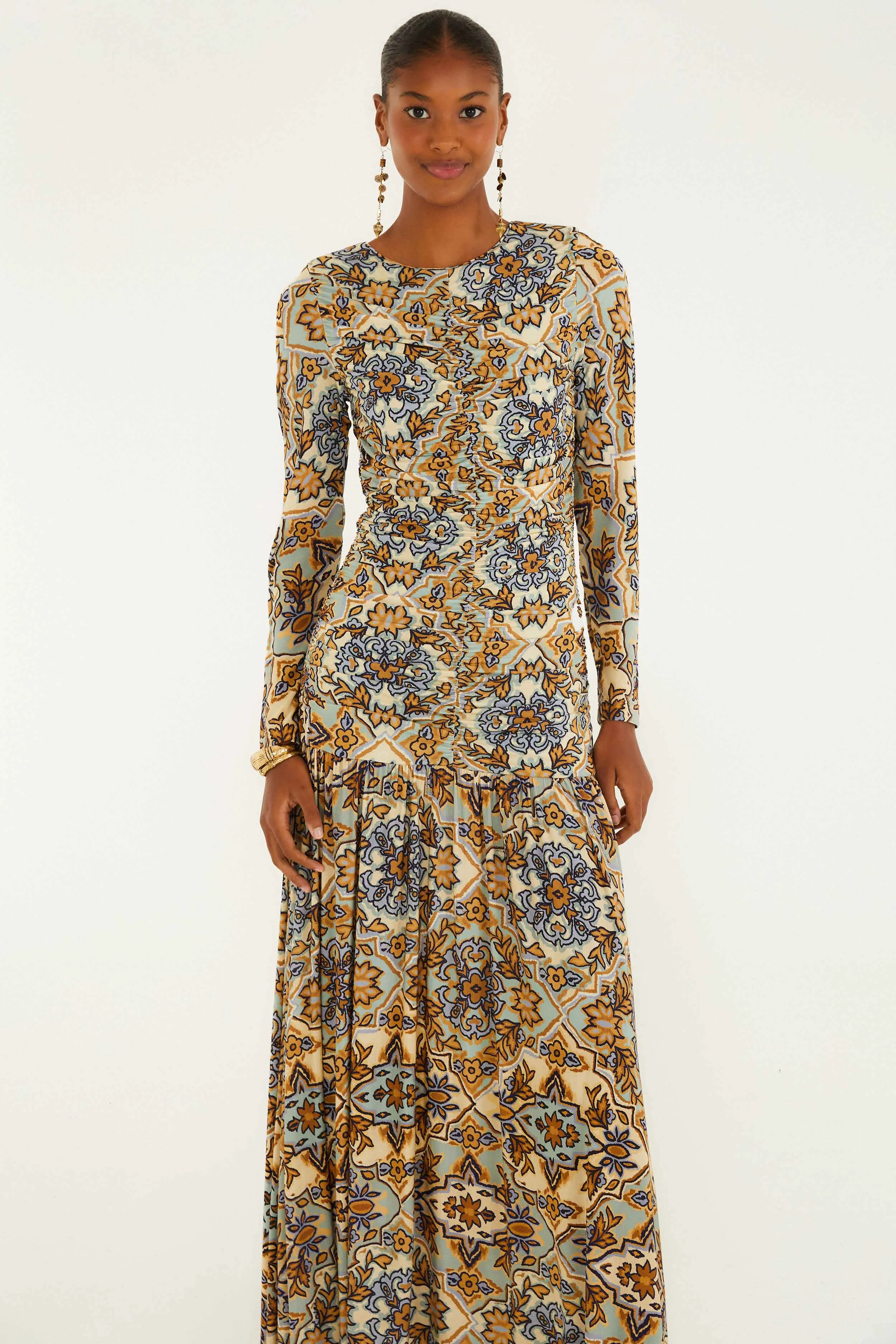 Blue Winter Tapestry Long Sleeve Maxi Dress sold by FARM Rio product image thumbnail 2