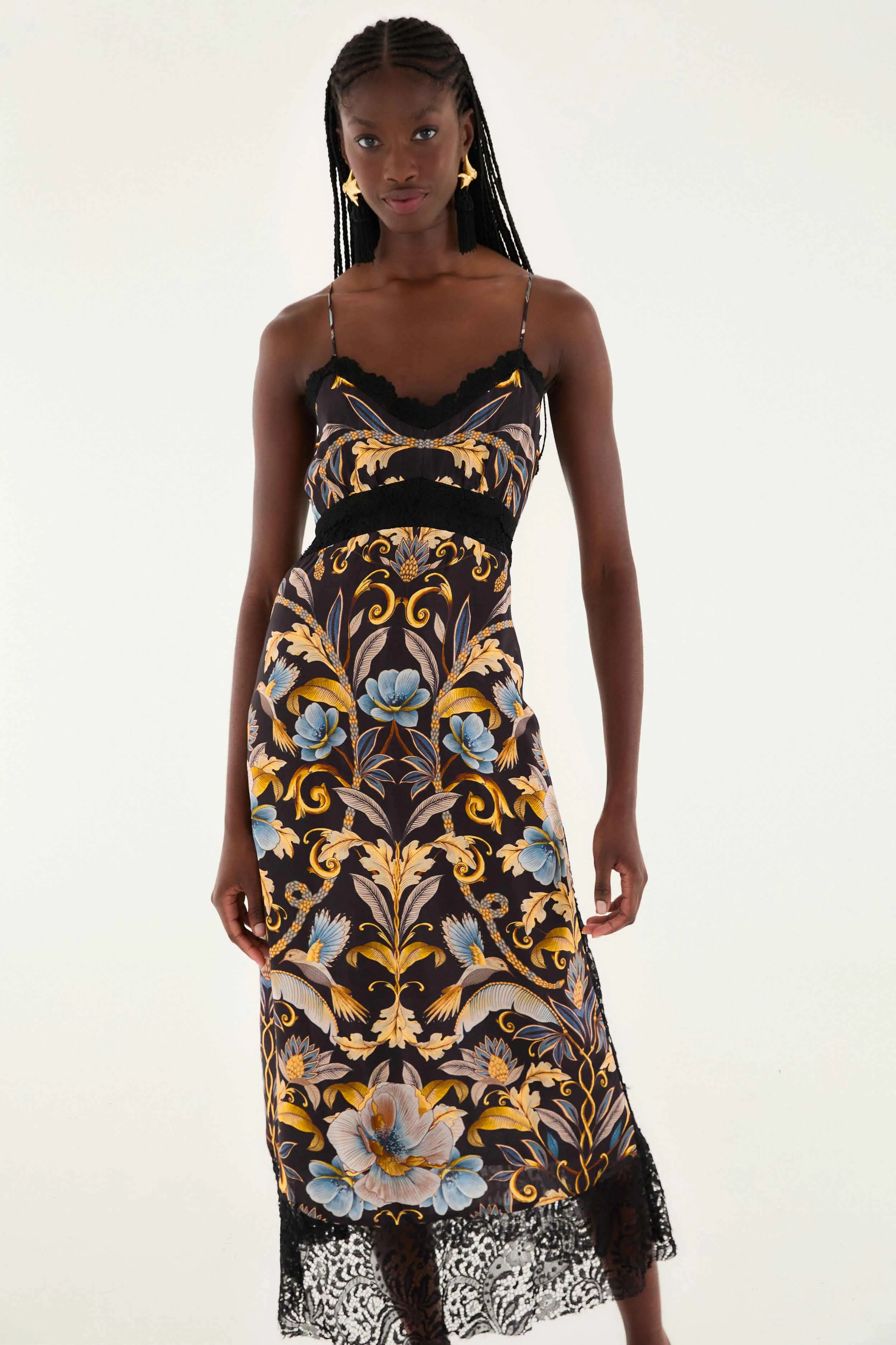 Black Flowerful Garden Midi Dress sold by FARM Rio product image thumbnail 2