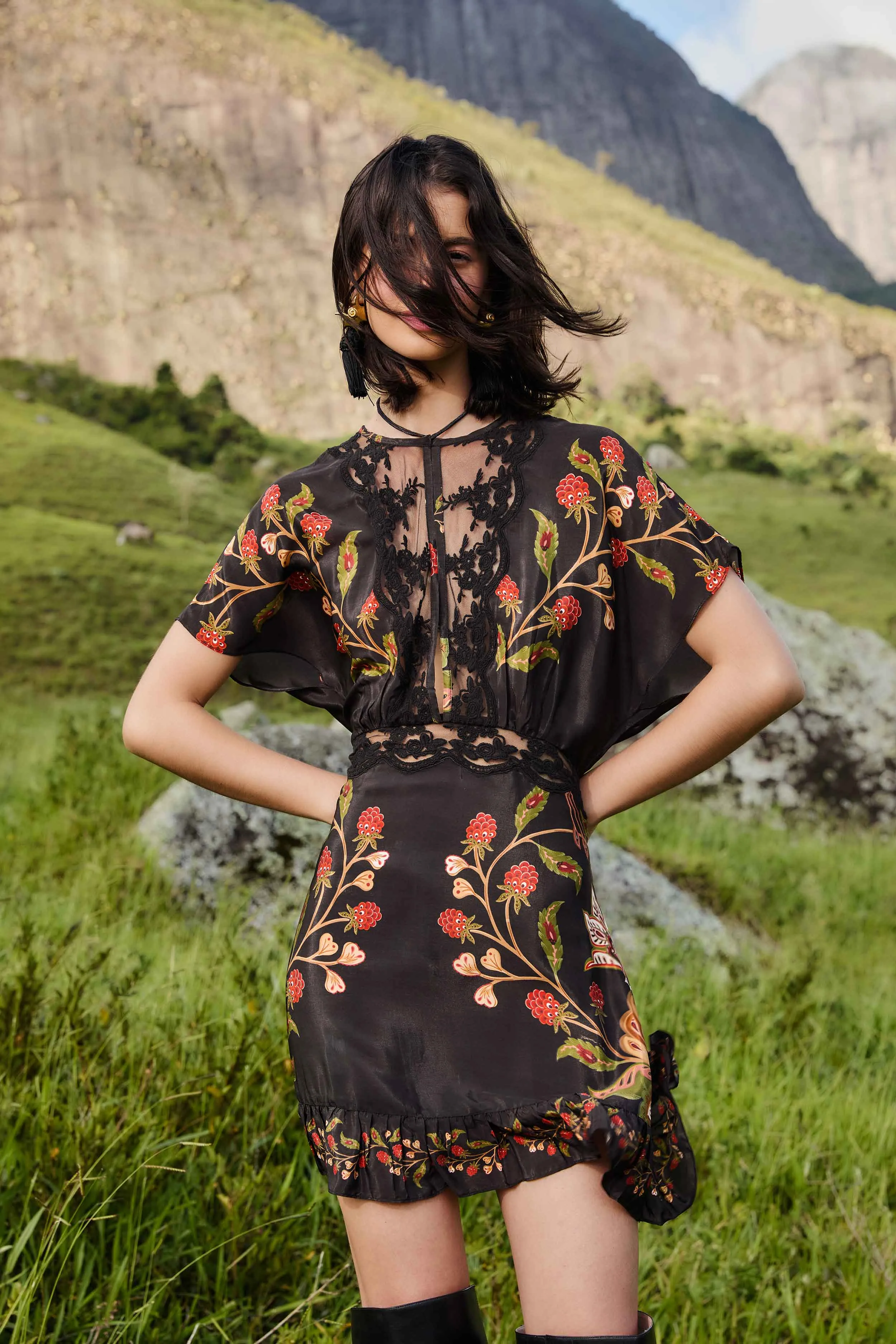 Black Berry Garden Mini Dress sold by FARM Rio product image thumbnail 2